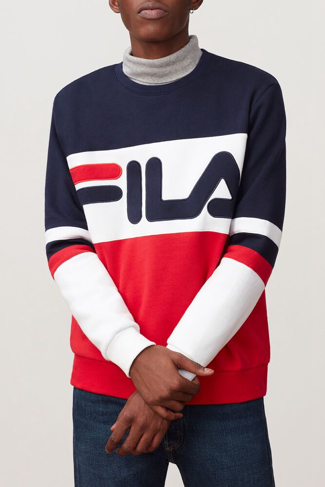 Fila Sweatshirt Freddie Mens Red/Navy/White - India HWC-982476